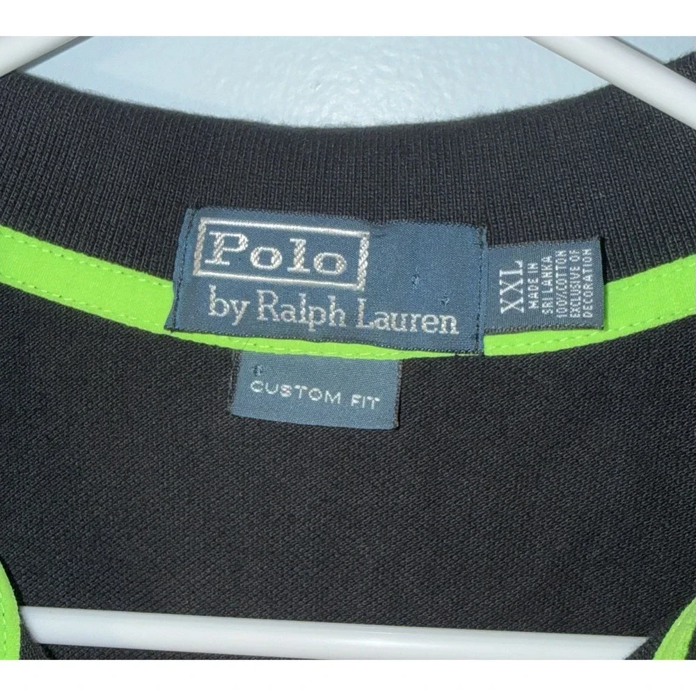 RALPH LAUREN Polo Men's Shirt Big Pony Logo Rugby Black Custom Fit Size XXL